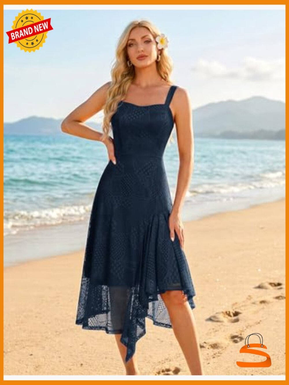 Sleeveless Lace Fit & Flare Midi Dress with Side Slit - Lightweight - Picture 5 of 7